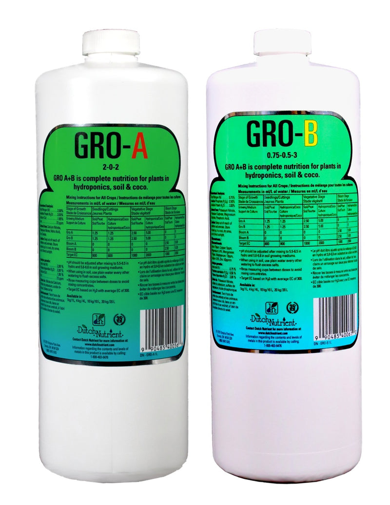 Dutch Nutrient Gro-A (2-0-2) & Gro-B (0-1-3)