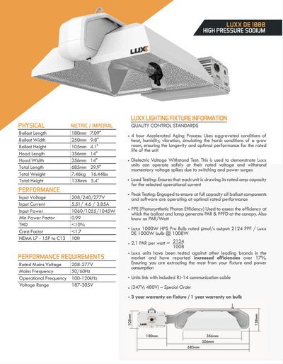 Luxx De 1000W With Luxx Bulb