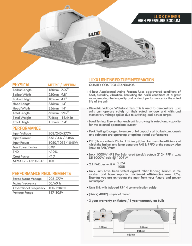 Luxx De 1000W With Luxx Bulb