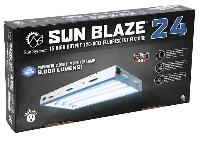 t5 high output grow light fixture and bulb Sun Blaze T5 High Output 120V Fluorescent Fixture