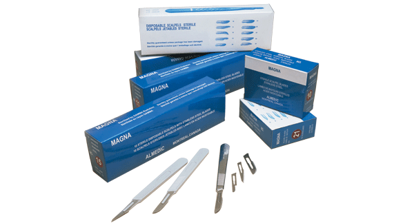 Almedic Magna Sterile Disposable Scalpels with Stainless Steel Blades (10/box)