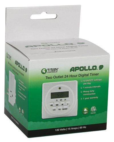 Titan Controls Apollo 9 Two Outlet Digital Timer